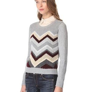 Rag & Bone New York Kari Textured Chevron Merino Wool Sweater Size Small